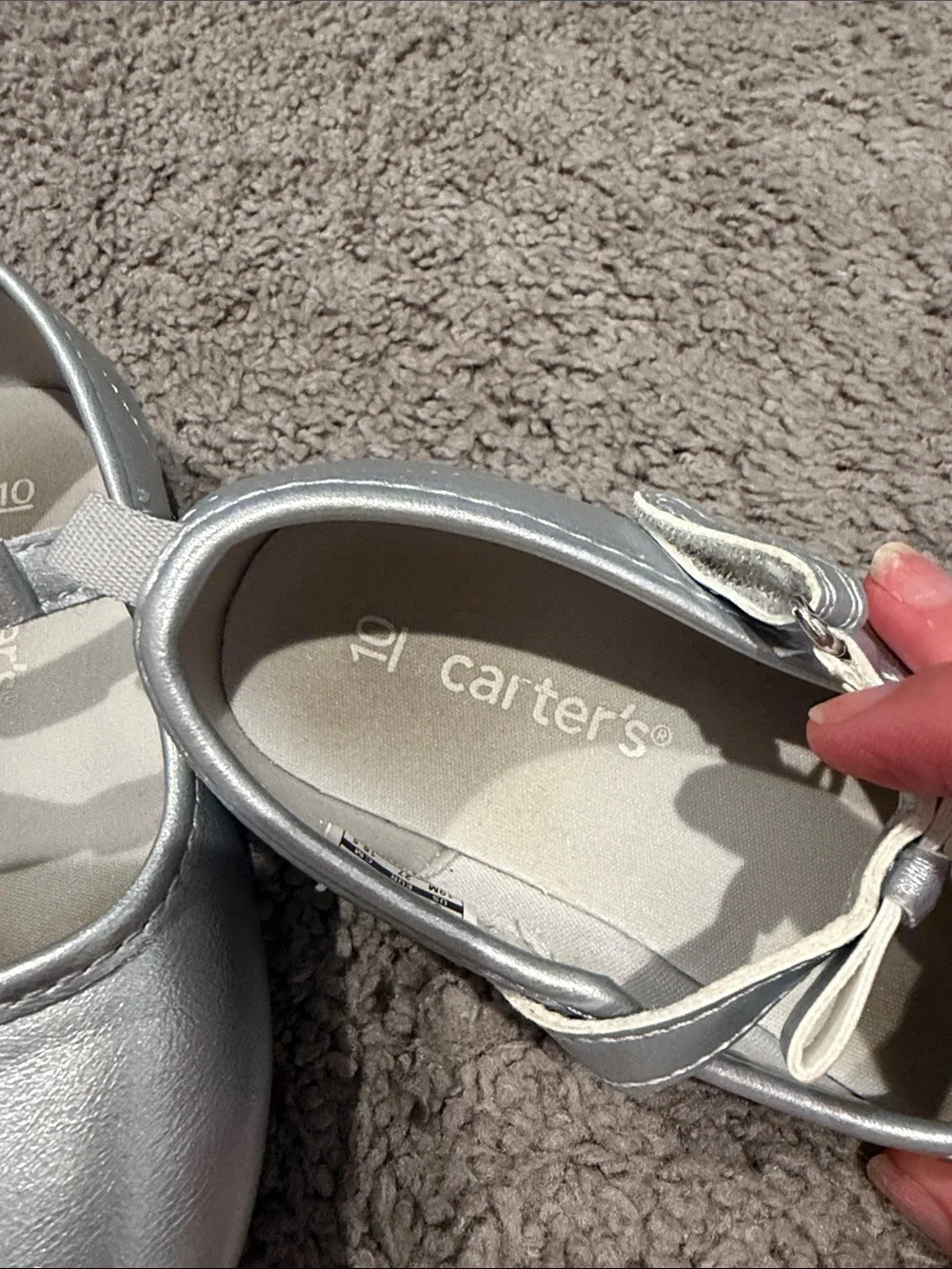 Carter's Metallic Silver Mary Jane Ballet Flats